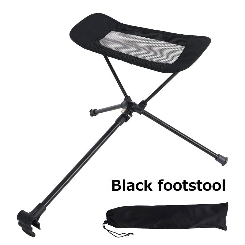 Ultralight Outdoor Folding Camping Chair 150KG Load Aluminiu Alloy Moon Chair For Fishing Picnic BBQ Beach Garden Yard Chair: Black Footrest