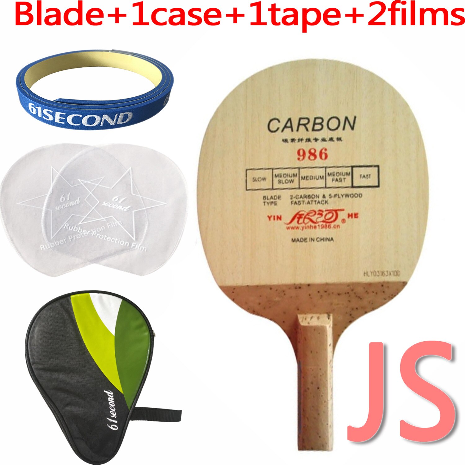 Galaxy Milky Way Yinhe 986 Carbon Fast-Attack Table Tennis Blade Japanese penhold for PingPong Racket: JS with H case