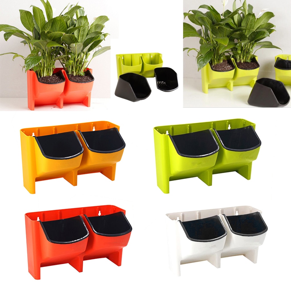 4 Colors Self Watering Planter Outdoor Vertical Garden Wall Hanging Plant Flower Pot Plastic Hanging Pots