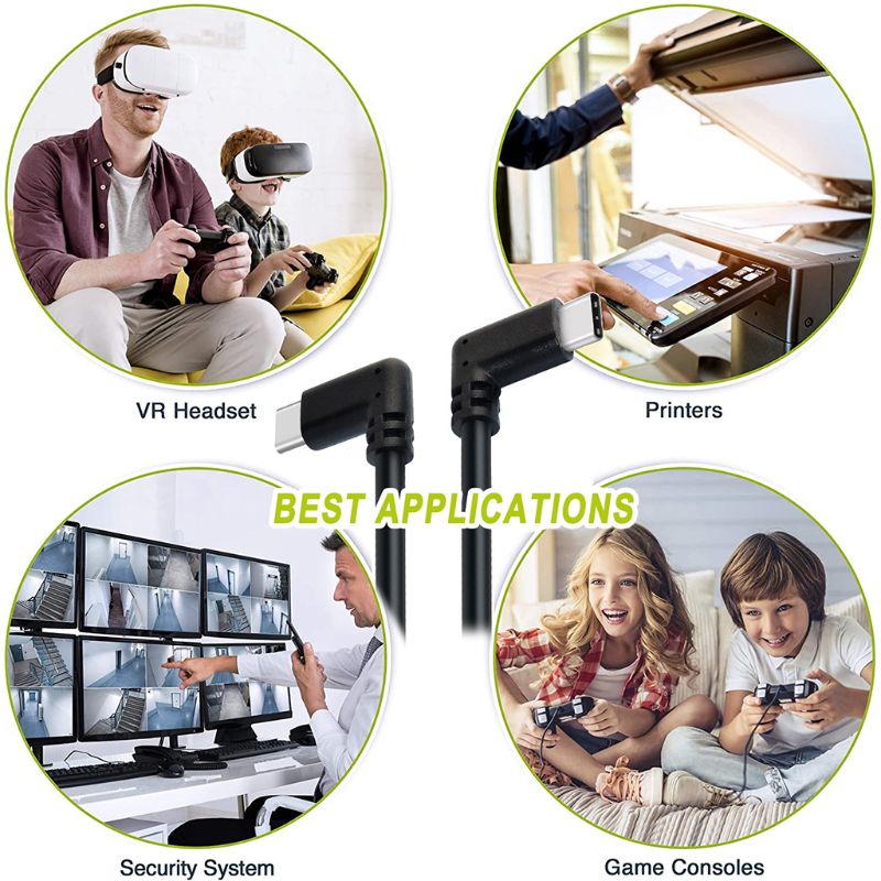 3m L-Shaped USB C Cable - Fast Charging Data Transfer for Oculus Quest VR Camera