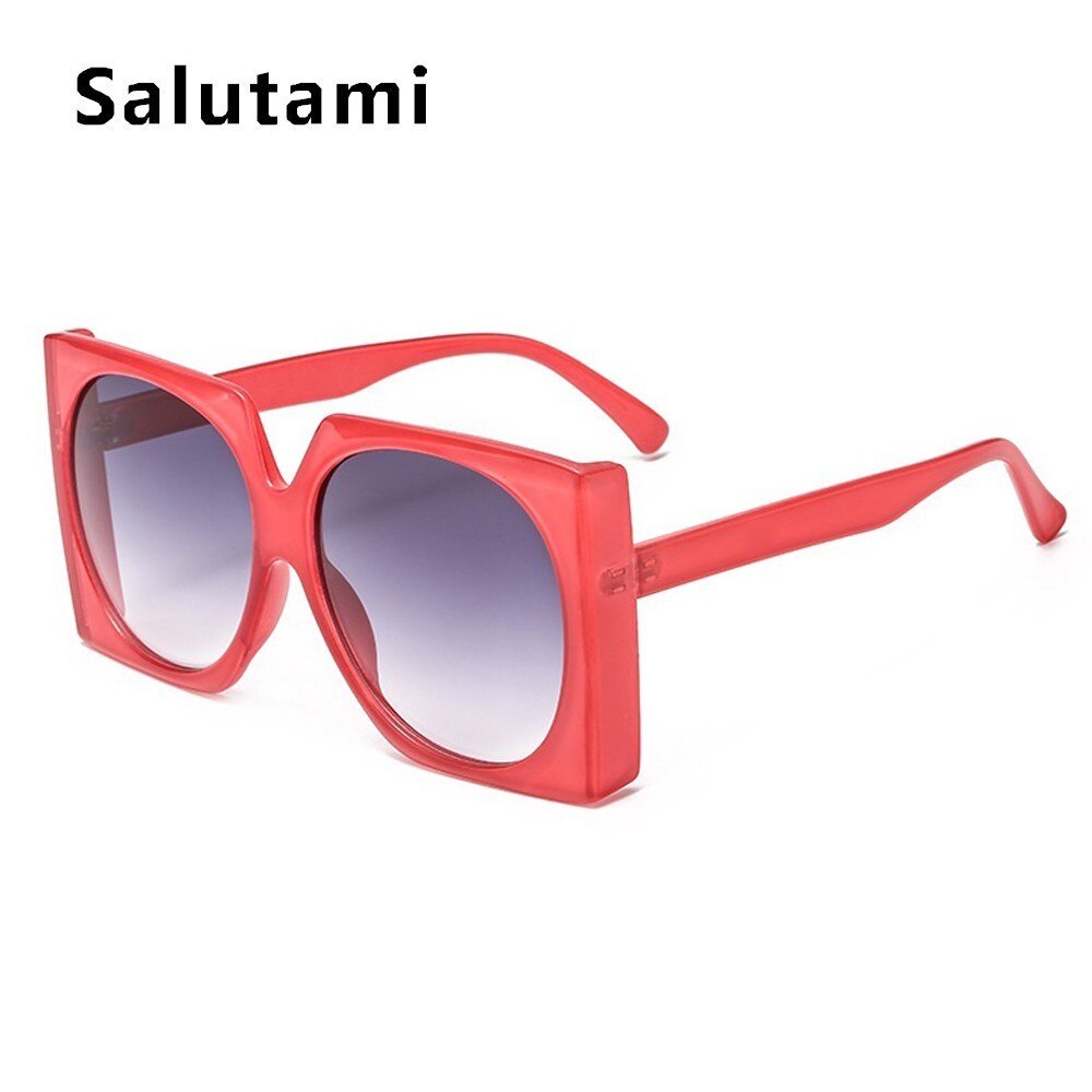 Sorte firkantede solbriller til kvinder mærke solbriller mænd ovseize vintage gradient nuancer dame  uv400 goggle: Rødgrå