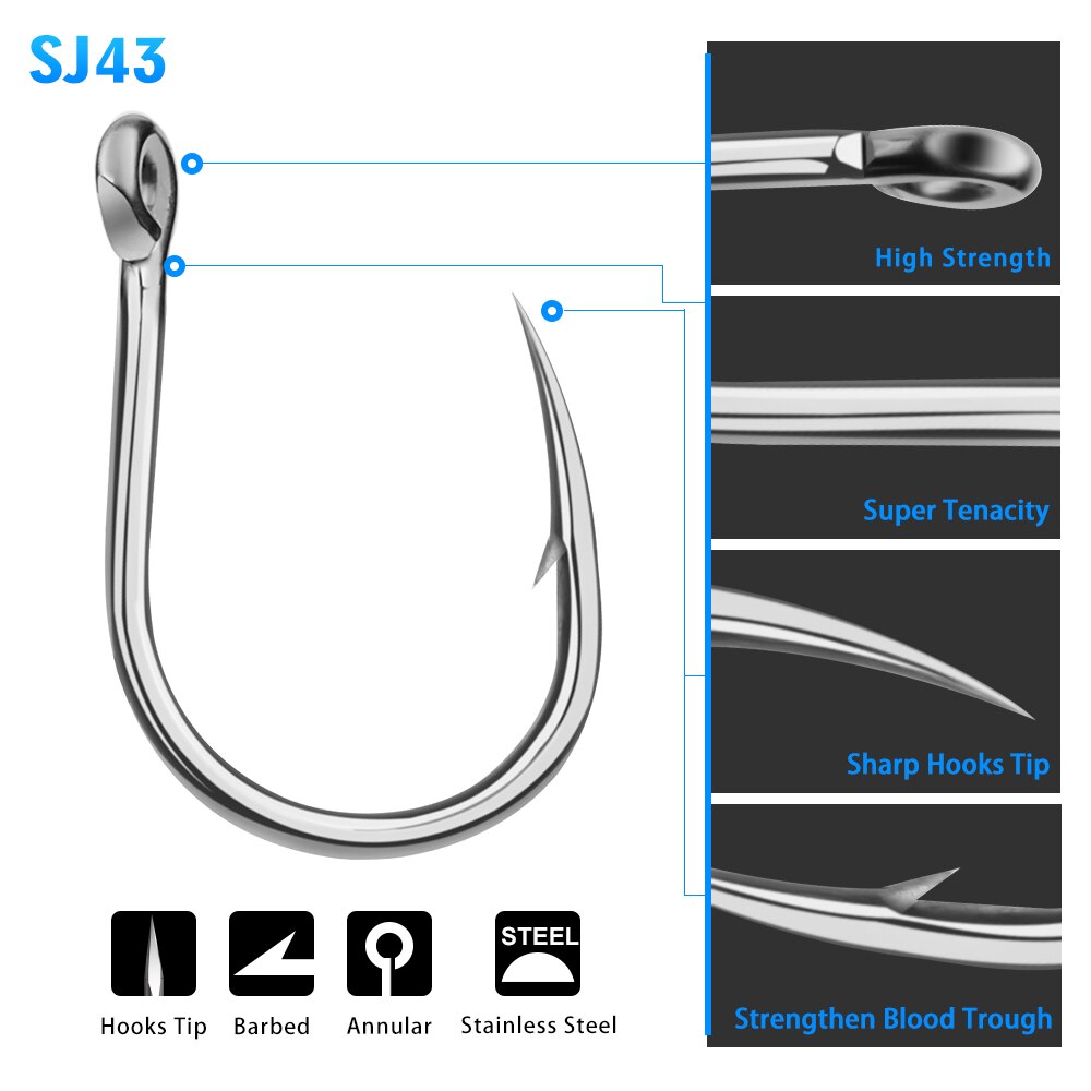 Proberos Saltwater Vishaak 20Pc Jigging Haak 1/0 #-13/0 # Model Rvs Vishaak Gemaakt In Taiwan