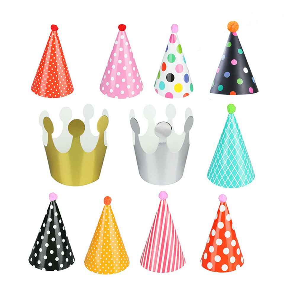 11 pcs Happy Birthday Party Paper Birthday Party Decorations kids Hats DIY Crown Cap Child Decoration Supplies