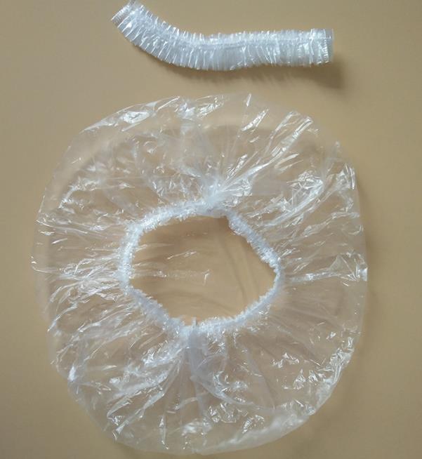 Bonnet de bain élastique jetable, 100 pièces/lot, épais, pour hôtel, bonnet de douche, transparent, produits pour Salon de coiffure: white