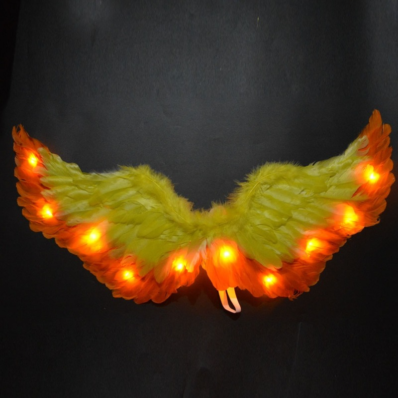 glühen hell hoch Gelb Orange Prinzessin Engel FederflüGel Leuchtende Kostümich Requisiten Party Mädchen Geburtstagsgeschenk Hochzeit Festival