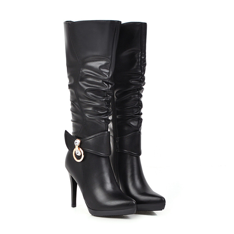 MORAZORA botas altas hasta la rodilla para mujer, botas de tacón alto de cristal, botas de plataforma, Otoño Invierno, zapatos de boda para , mujer