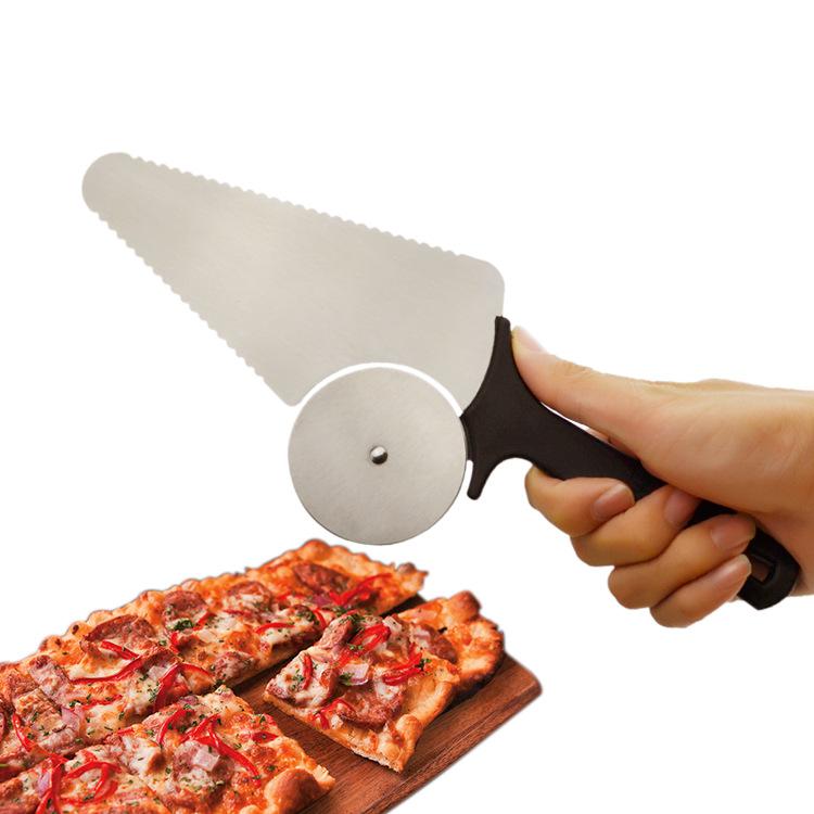 2 in 1 Stainless Steel Pizza Wheel Cutter & Shovel Rolling Knife Pastry Slicer Kitchen Tools