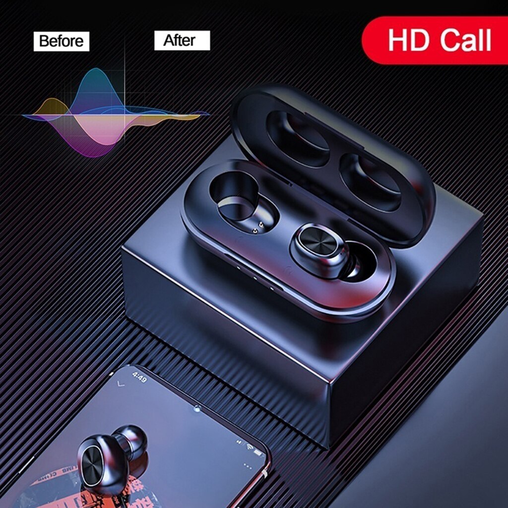 newest B5 TWS Fingerprint Touch Bluetooth HiFi Wireless Headphones With Mic Noise Cancelling Gaming Headset charging box