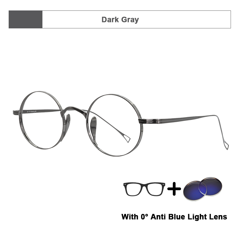 Montatura per occhiali rotondi in puro titanio stile coreano da uomo occhiali da vista ultraleggeri fatti a mano montature per occhiali di design di lusso: Viola