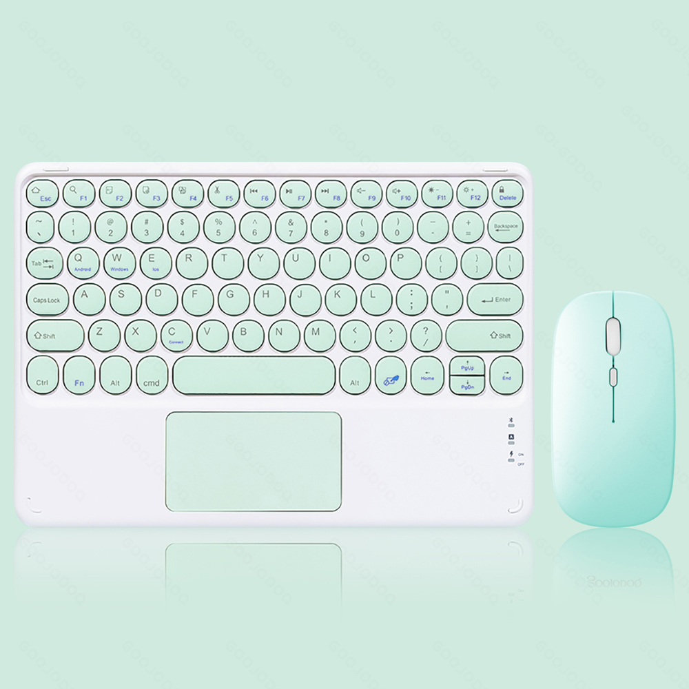 EAOR Portable Bluetooth Keyboard with Touchpad for iPad Tablet Laptop Mute Cute Wireless Keyboard Mouse Combos for Android iOS: Blue with Mouse