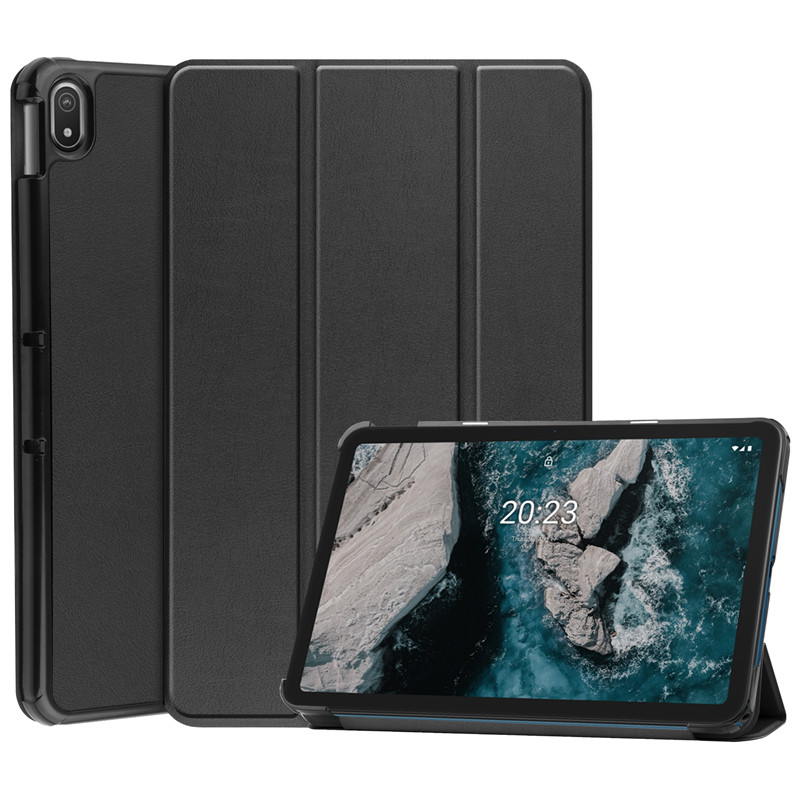 For Tablet Nokia T20 T 20 Case PU Leather Tri-Folding Stand Magnetic Protective Cover for Funda Nokia T20 Tablet Kids: black