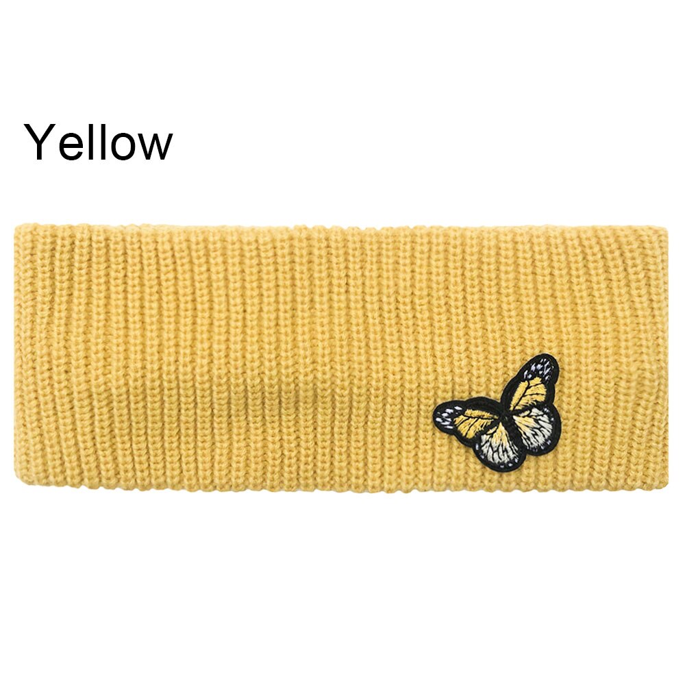 Stickad Pannband Fjädermoln Broderi - Bred Elastisk Varm - Dam Håraccessoar: Gul