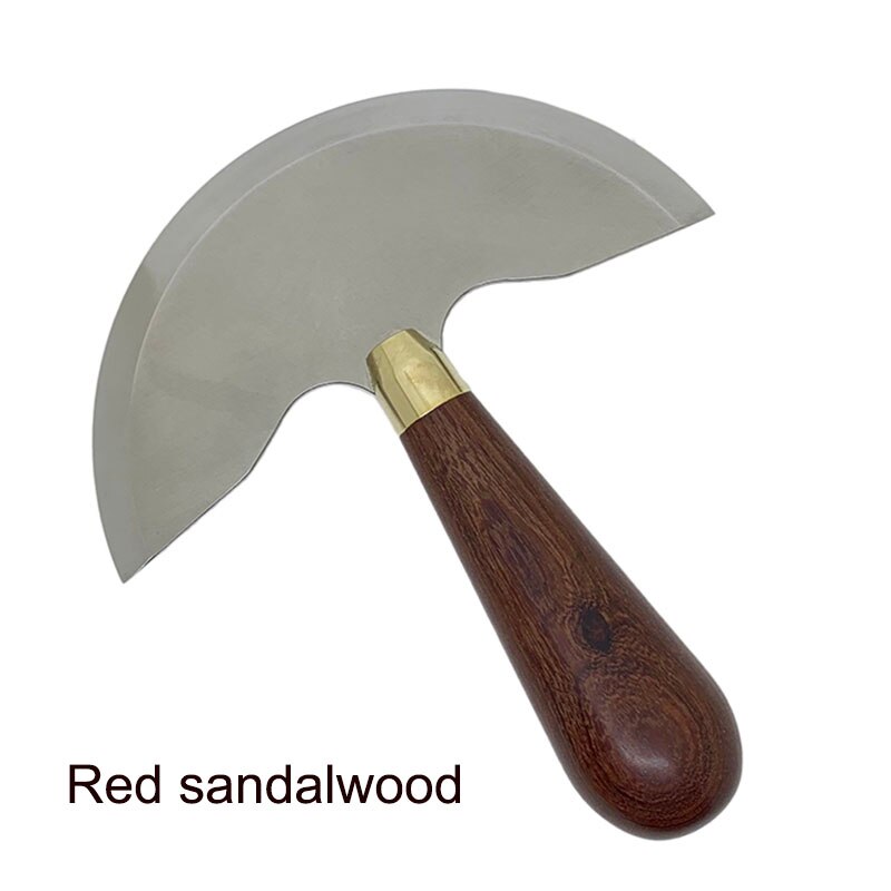 Couteau artisanal en cuir à demi-lame ronde: Red sandalwood