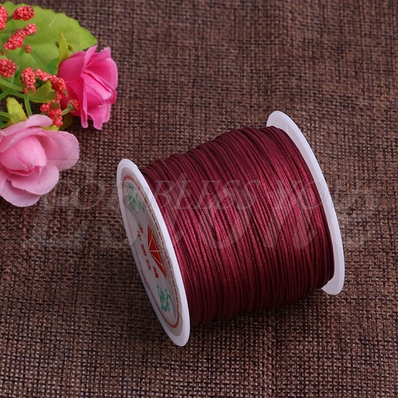 1Roll 0.8mm 45M Nylon Chinese Knot Macrame Bracelet Braided Cord Thread String: Iron Red