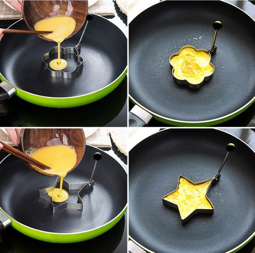 1 pieza barbacoa estrella del corazón huevo Pan torta Mini olla frita cocina utensilios de cocina inoxidable gadget titular Acero inoxidable molde para panqueques
