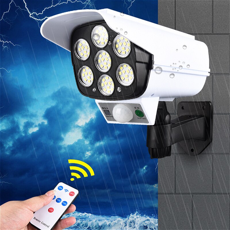 Solar Lights Outdoor 77 Led Bright Motion Sensor Light Dummy Camera Shape Wall Lights For Garden Wall Street Cocina