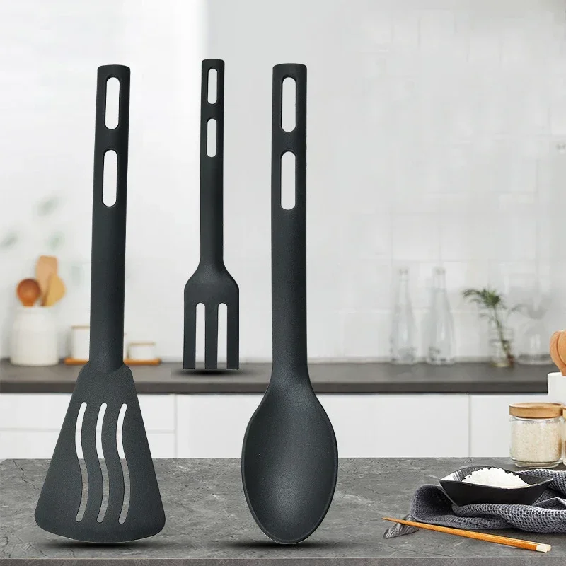 1/3PCS Nylon Keukengerei Set Keuken Koken Gereedschap Ingelaste Turner Effen Lepel Vork Kinderen Spade vork Lepel Servies