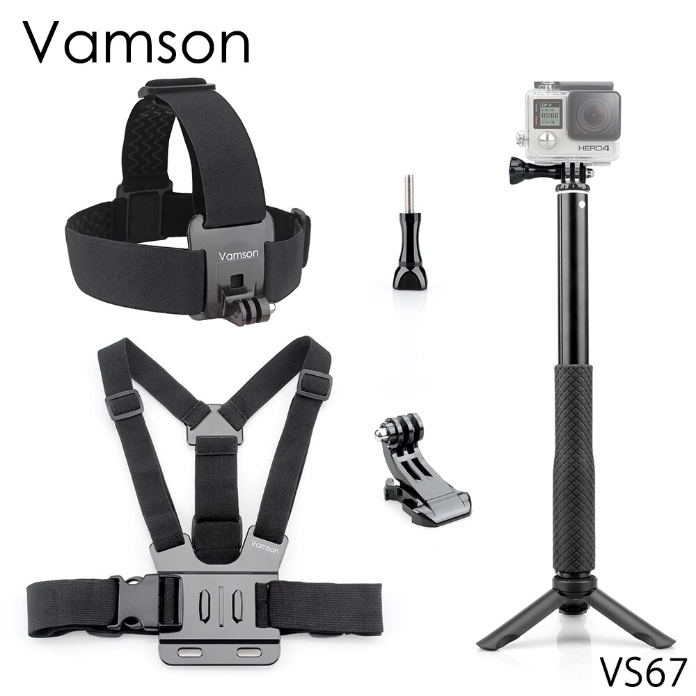 Vamson-accesorios para Gopro Hero 7 6 5, correa para el pecho, monopié, trípode, correa para la cabeza, para eken h9, Xiaomi, SJCAM, SJ4000, VS67