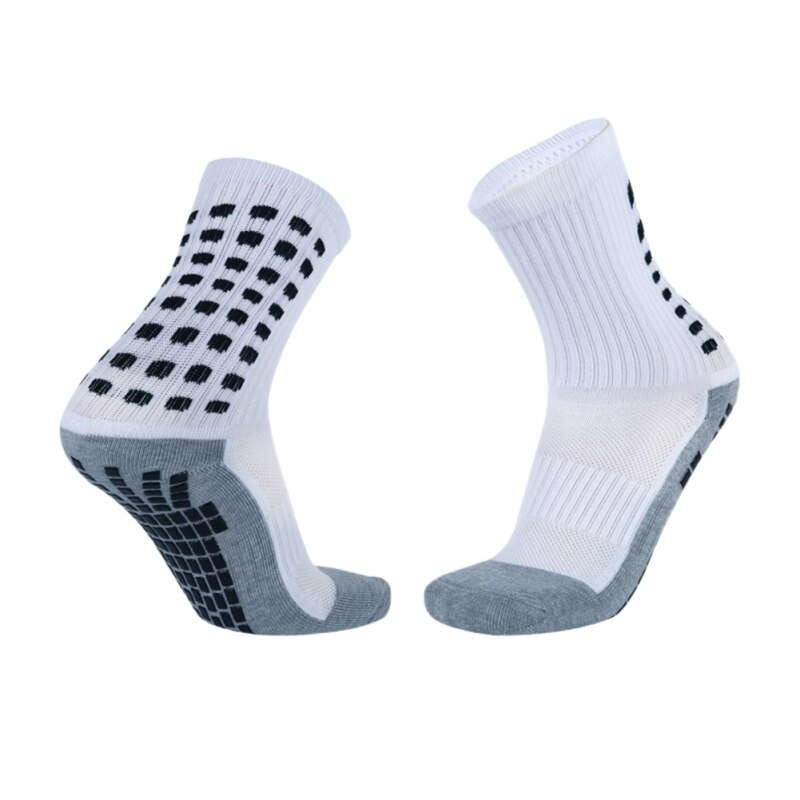 Fußballsocken für herren (erwachsene) mit genoppter gummisohle, rutschfest, für training, basketball und andere sportarten, atmungsaktiv: Weiß