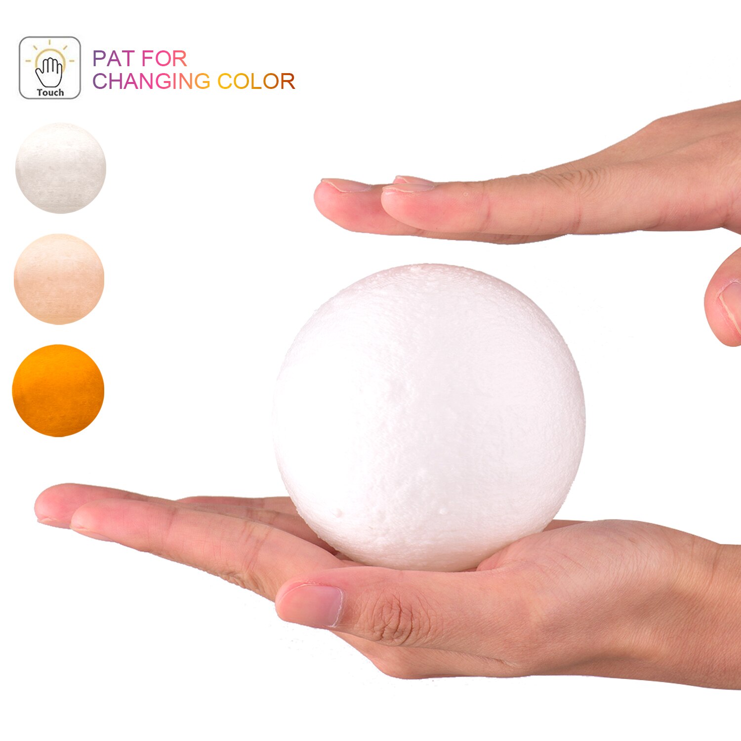 Moon Lamp 3 Colors 3D Printed Lunar Lamp LED Night Light 20cm/ 7.9in with Stand for Children Girls Christmas