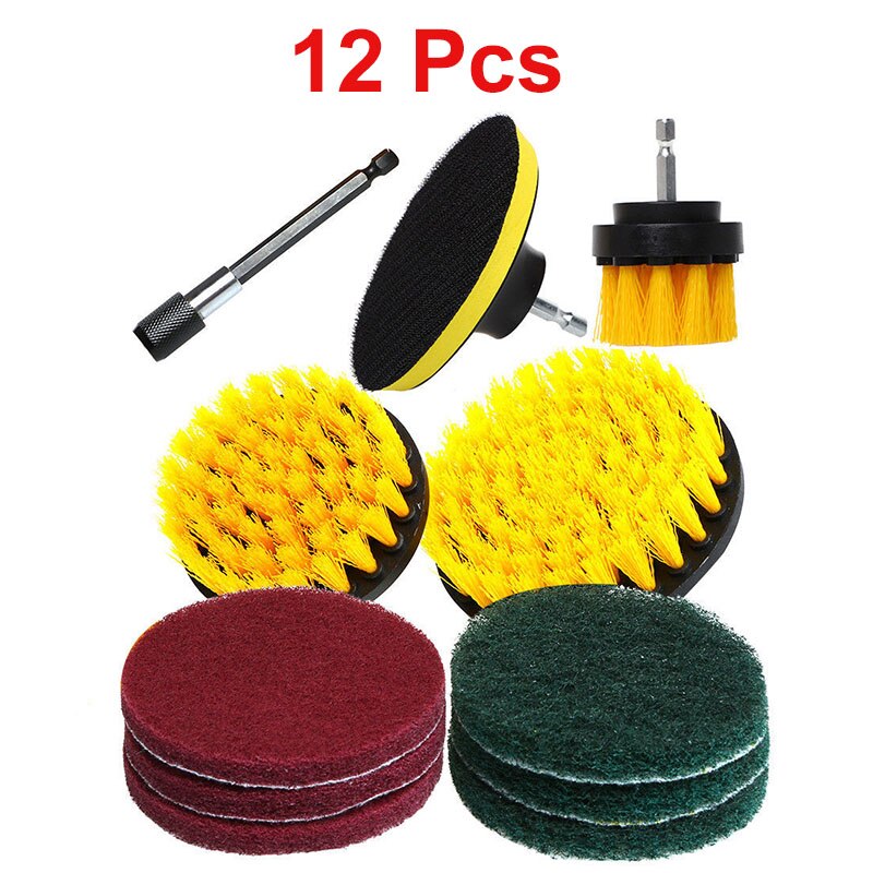 Juego de cepillos eléctricos para limpieza de alfombras, cepillos de nailon para neumáticos de coche, redondos de plástico, 1/3/6/12 Uds.: 12 pcs