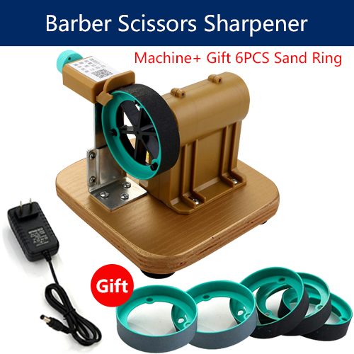 Máquina cortadora plana de peluquería totalmente automática, rectificadora de tijeras de sastre, herramienta afiladora con anillo de arena de 6 uds.: Verde