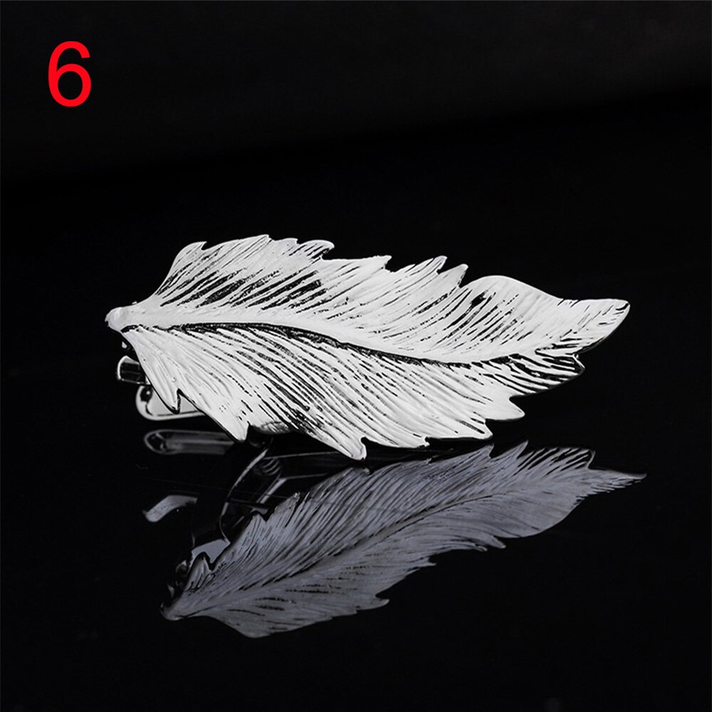 1pc Men Tie Clip Fish Bone Leaf Guitar Feather Saxophone Multiple Styles Tone Metal Tie Clip Tie Bar Necktie Clips: 6