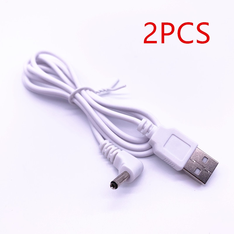 USB 2.0 Man Naar Haaks 90 Graden 3.5mm 1.35mm DC Stekker Barrel 5v Kabel Wit /zwart: 2pcs-white