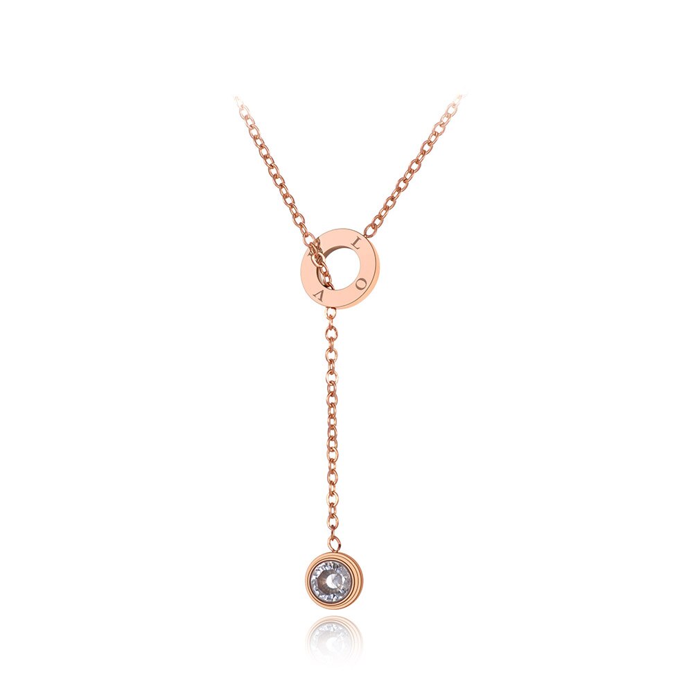 Lokaer-gargantilla de cristal de circonia cúbica de acero inoxidable, collar de Original, joyería, colgante de amor a la para mujer N20023: Rose Gold