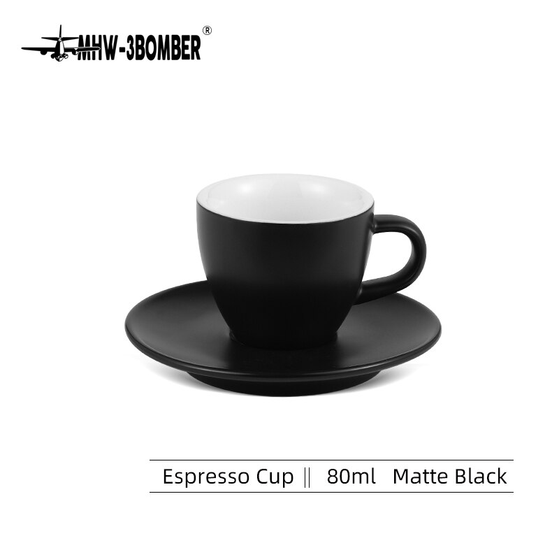 MHW-3BOMBER Espresso Cup 80ml Ceramic Porcelain Drip Coffee Lungo Ristretto Accessories Barista Tools Reusable V60 Coffee Cup: Matte Black
