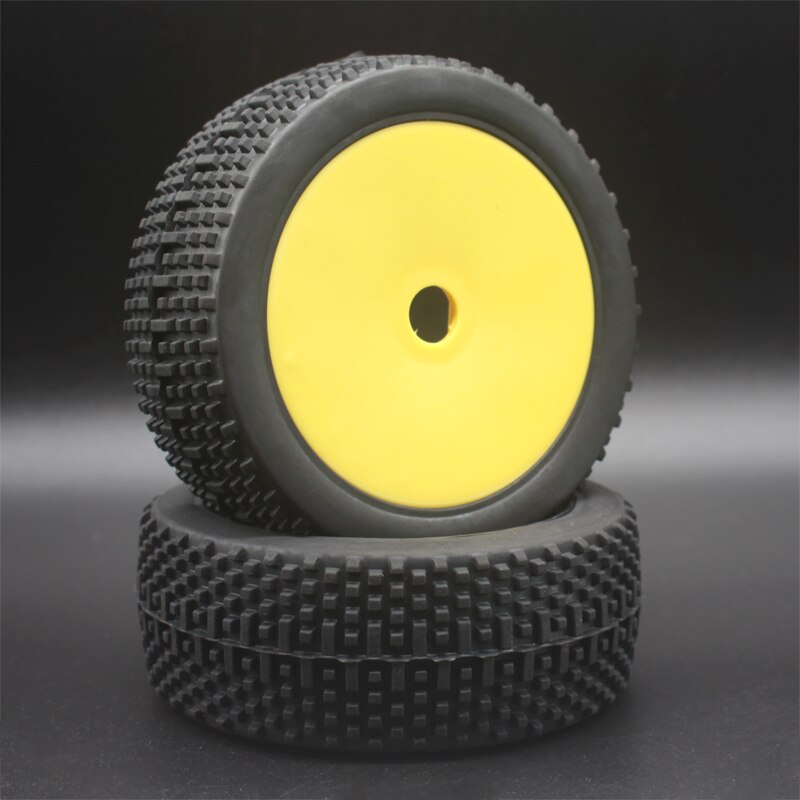 White Black Green Yellow Red RC 1:8 Off Road Car Buggy Rubber Tires & Plastic Wheel Rims HUB HEX: 81Y-801-2