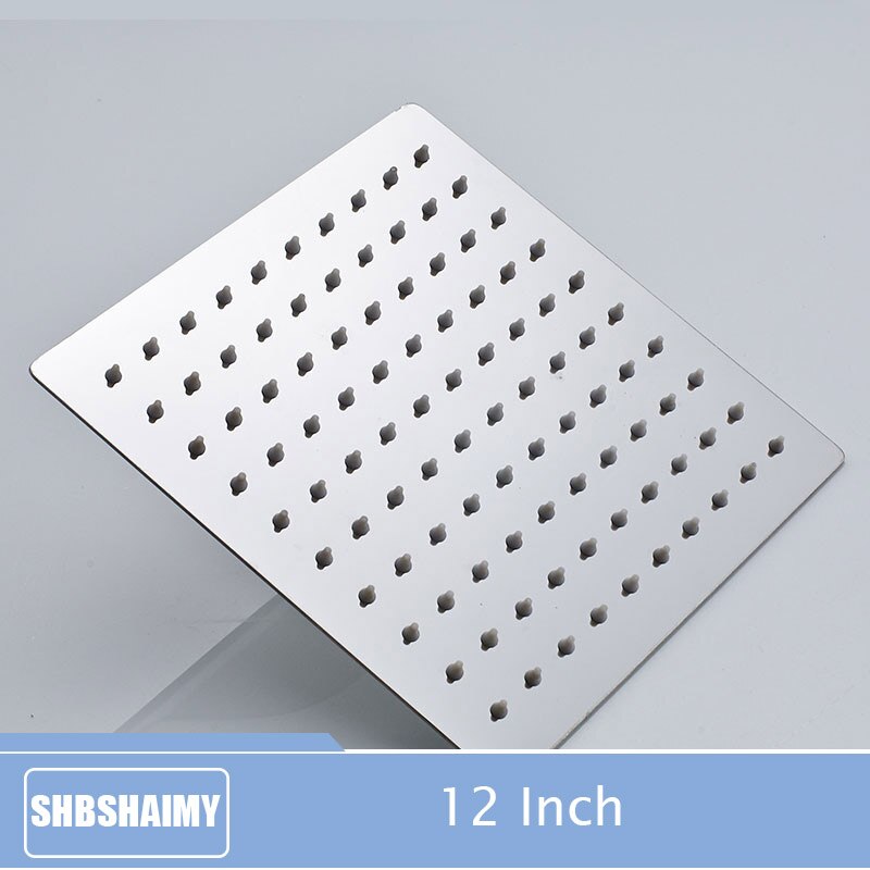Chrome Polished Ultrathin Shower Head 16/20 inch Square Rainfall Shower Head Bathroom Large Flow Showerhead rain shower: 12 imch