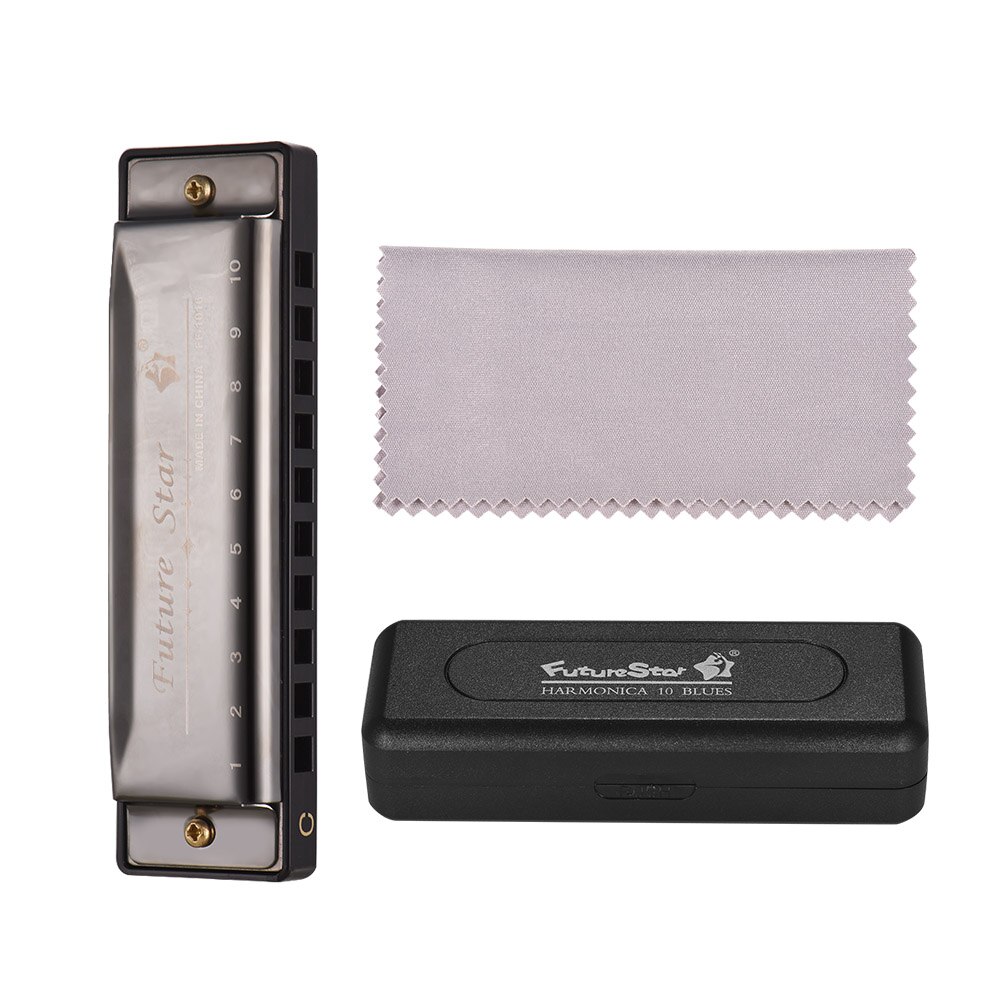 Key of C Diatonic Harmonica Mouthorgan with ABS Reeds Mirror Surface 10 Holes Blues Harmonica Perfect
