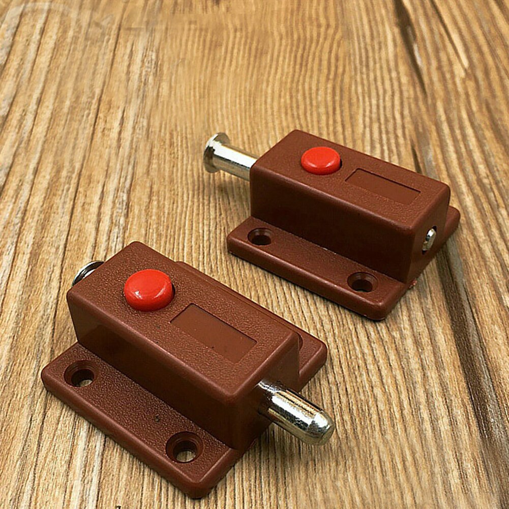 Home Portable Thumb Lock DIY Plastic Bolt Door Cupboard Closet Furniture Hardware Automatic Button Latch
