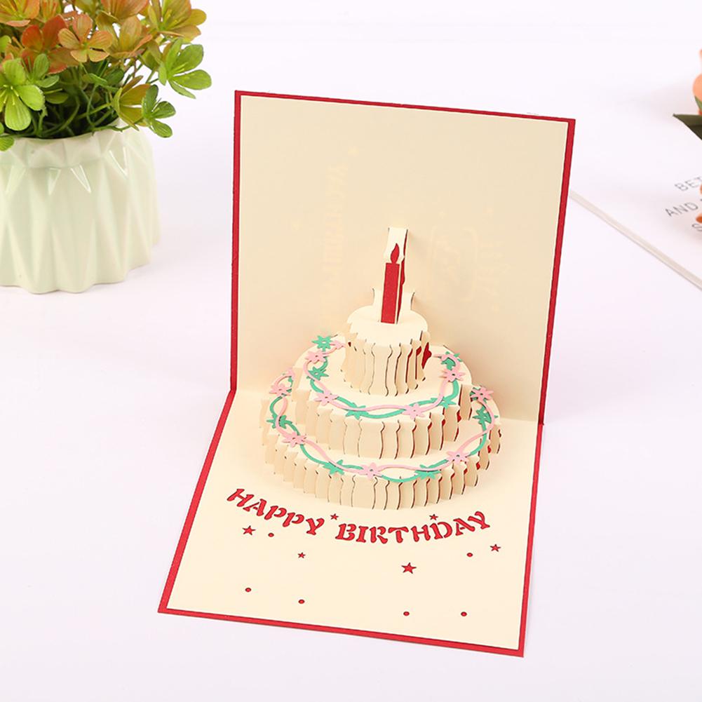 Happy Birthday Lover Anniversary Invitations Cake 3D Greeting Card Postcard