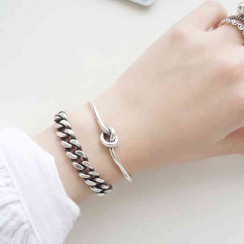 Women 925 Sterling Silver Bracelets Bangles Knot Girl Trendy Jewelry Accessories (Jewel Ora BA102049)