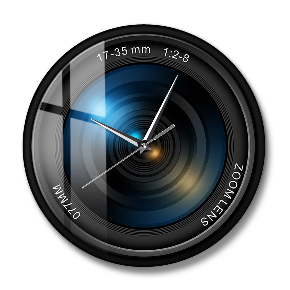 Photography Zoom Color Photo ISO Exposure Custom Print Watch Camera Len Clock Wall Home Decor Cameraman Photographer Reloj Pared: Normal Design / 12inch
