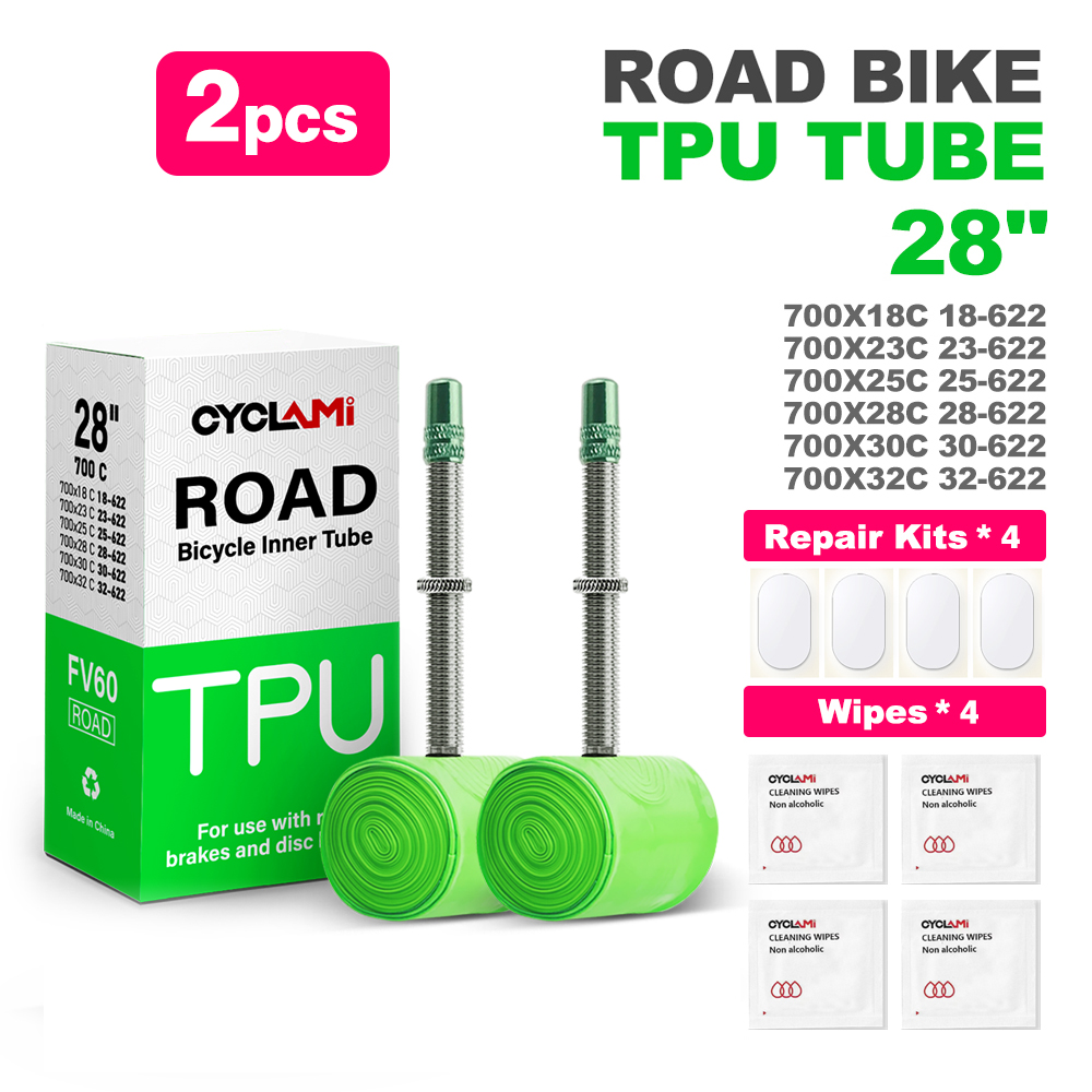 Ultralight Bike Inner Tube 700c 18 25 28 32 Road MTB Bicycle TPU Material Tire 60mm 80mm Length French Valve Super Light CYCLami: army green / 40mm