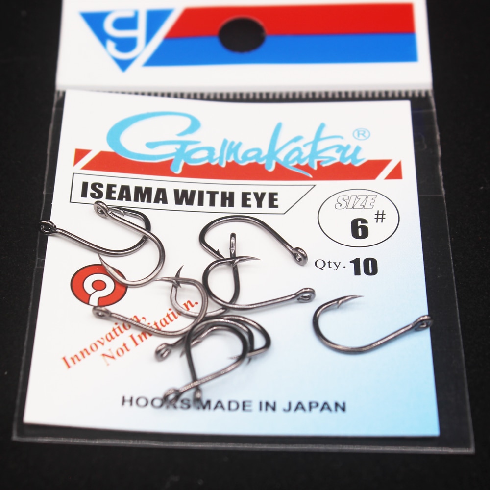 gamakatsu Fishing Hook 10pcs/lot Iseama Circle Carp Eyed Fishing Hook Size 1/0-14# Ring eye Japan Fishhooks Single Jig Hook