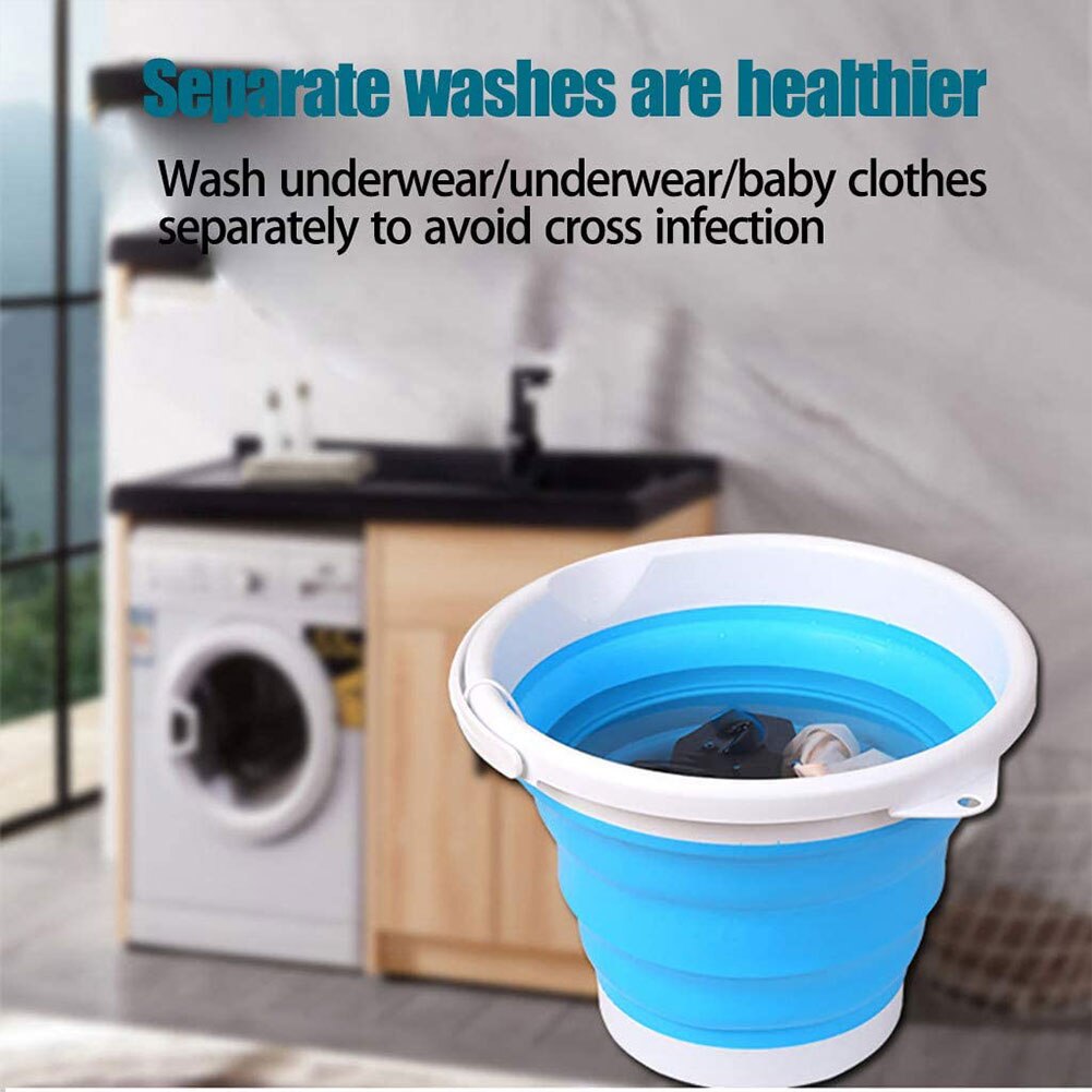 Mini Washing Machine Foldable Laundry Storage Basket Portable Personal Rotating Ultrasonic Turbines Washer with Folding Bucket