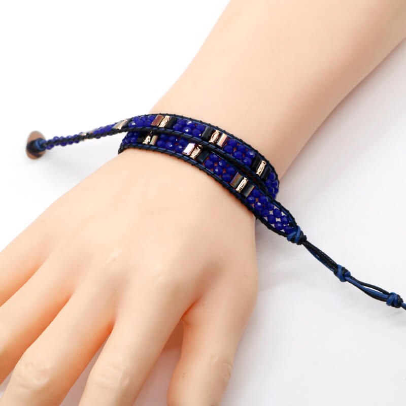 Glazen Kralen Boho Armband Handgemaakte Kralen 2 Strengen Weaving Tribal Armband Vrouwen Bohemian Sieraden WB-7