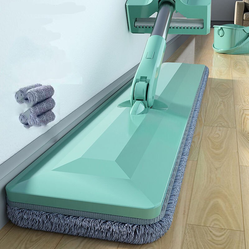 Grand balai serpillière plat à pression automatique, à double usage sec et humide, pour le nettoyage du plancher en bois