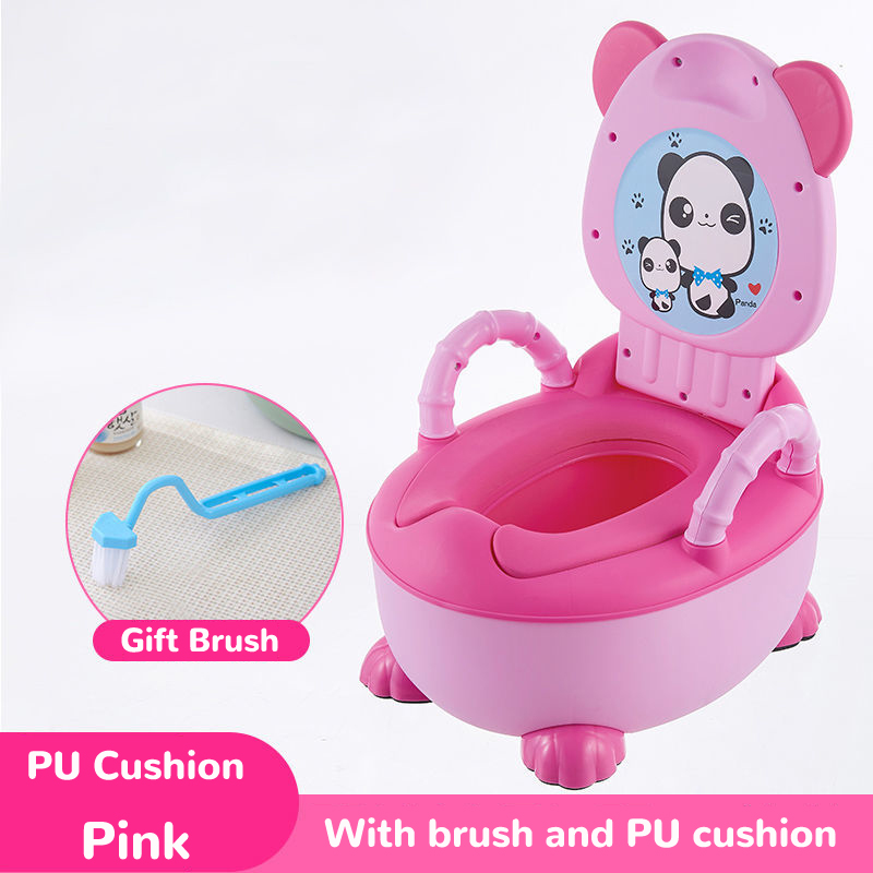 Pot de formation pour enfants et bébé en plastique,chaise siège toilette formation pour enfant bas âge, motif mignon et doux,: PU Cushion Pink