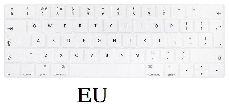 Silicon Waterproof Keyboard Film Skin EU US English Keyboard Skin for Macbook Pro 13 15 Keyboard Cover A1989 A1990: EU-White