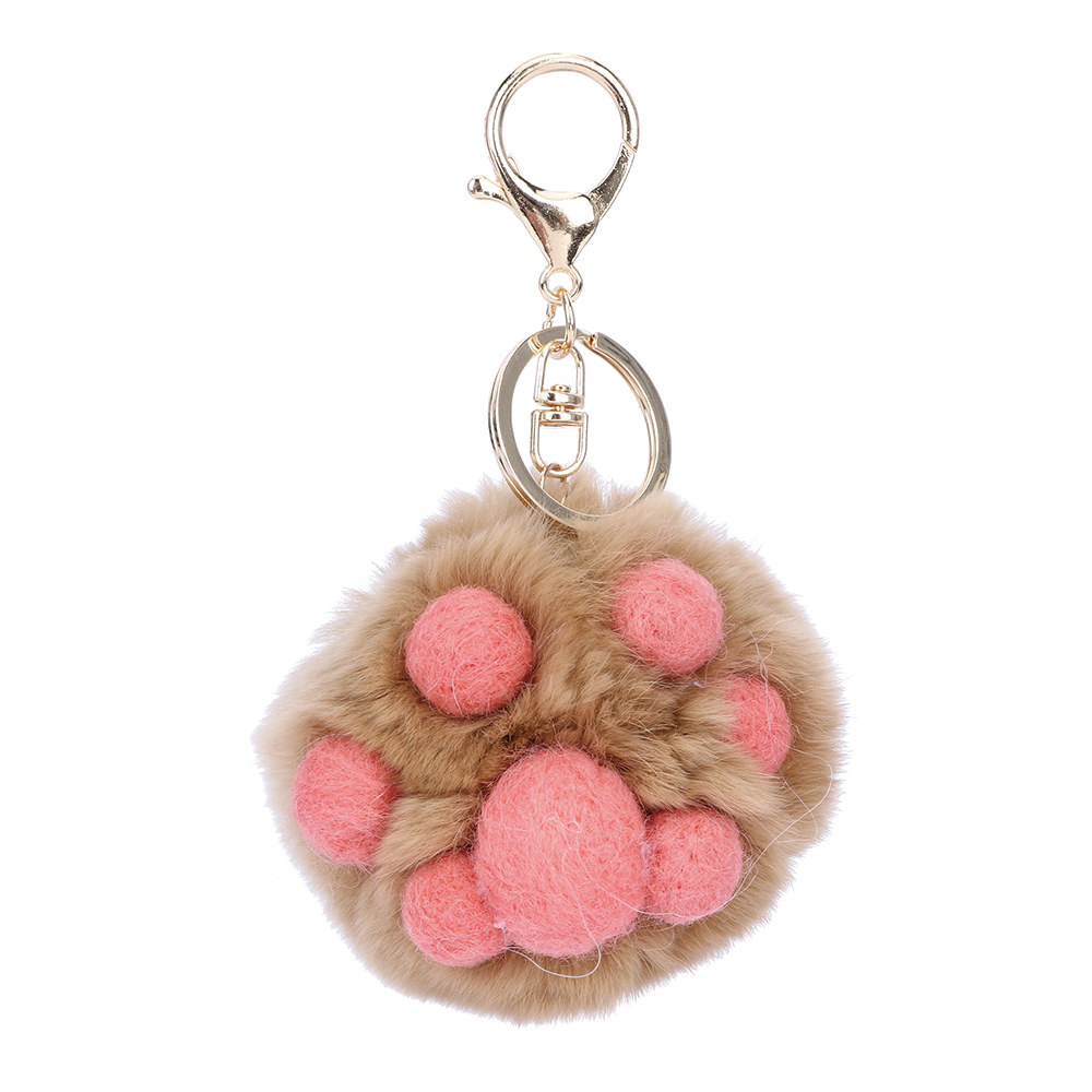 Katteklo pote nøglering fluffy pels pom pom vedhæng nøgleringe kvinde taske vedhæng pompon nøgleringe bil nøglering nipsting
