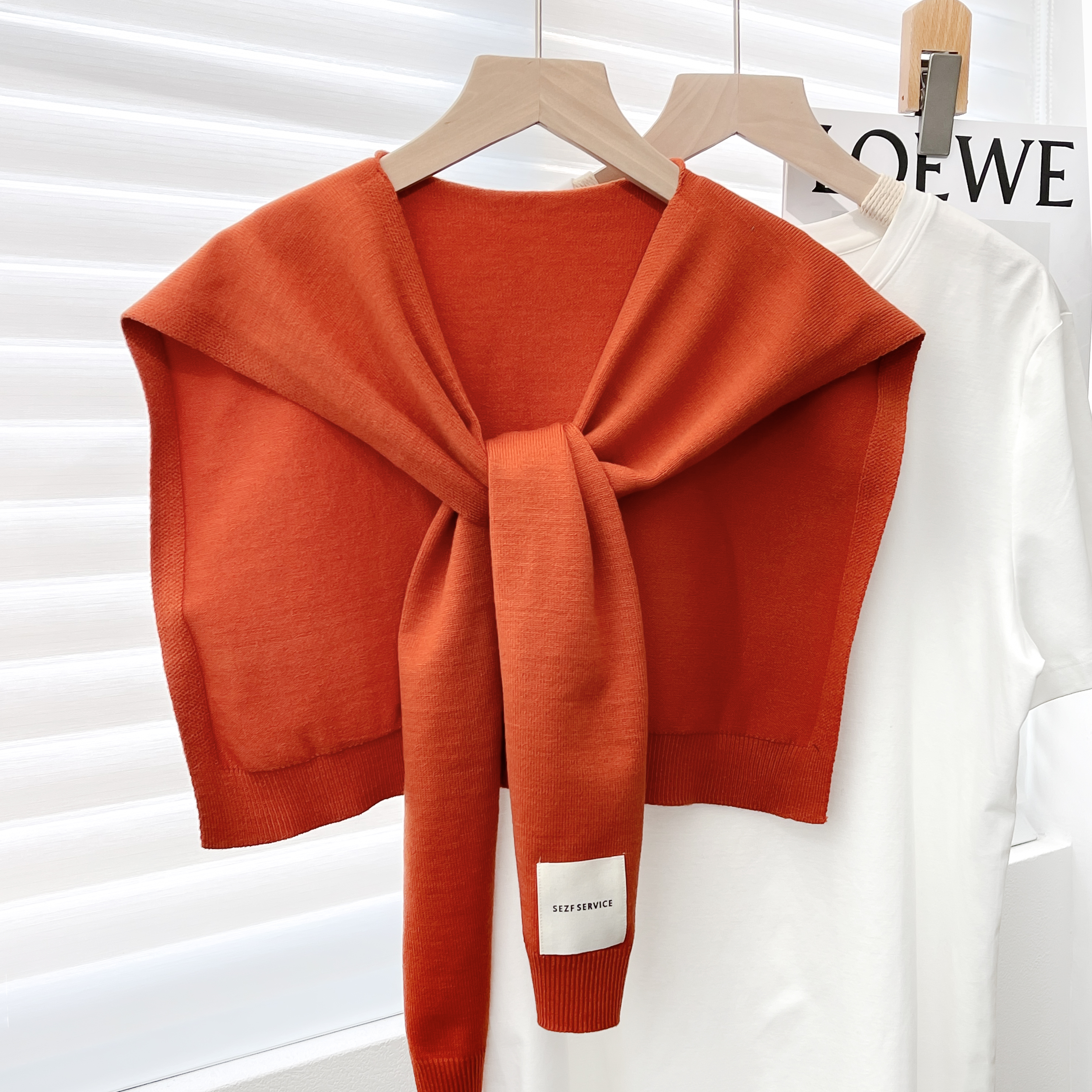 Bufanda chal de punto de Color liso para mujer, capas de otoño e invierno con camisas, ropa de invierno a la , bufandas decorativas para mujer: Rojo