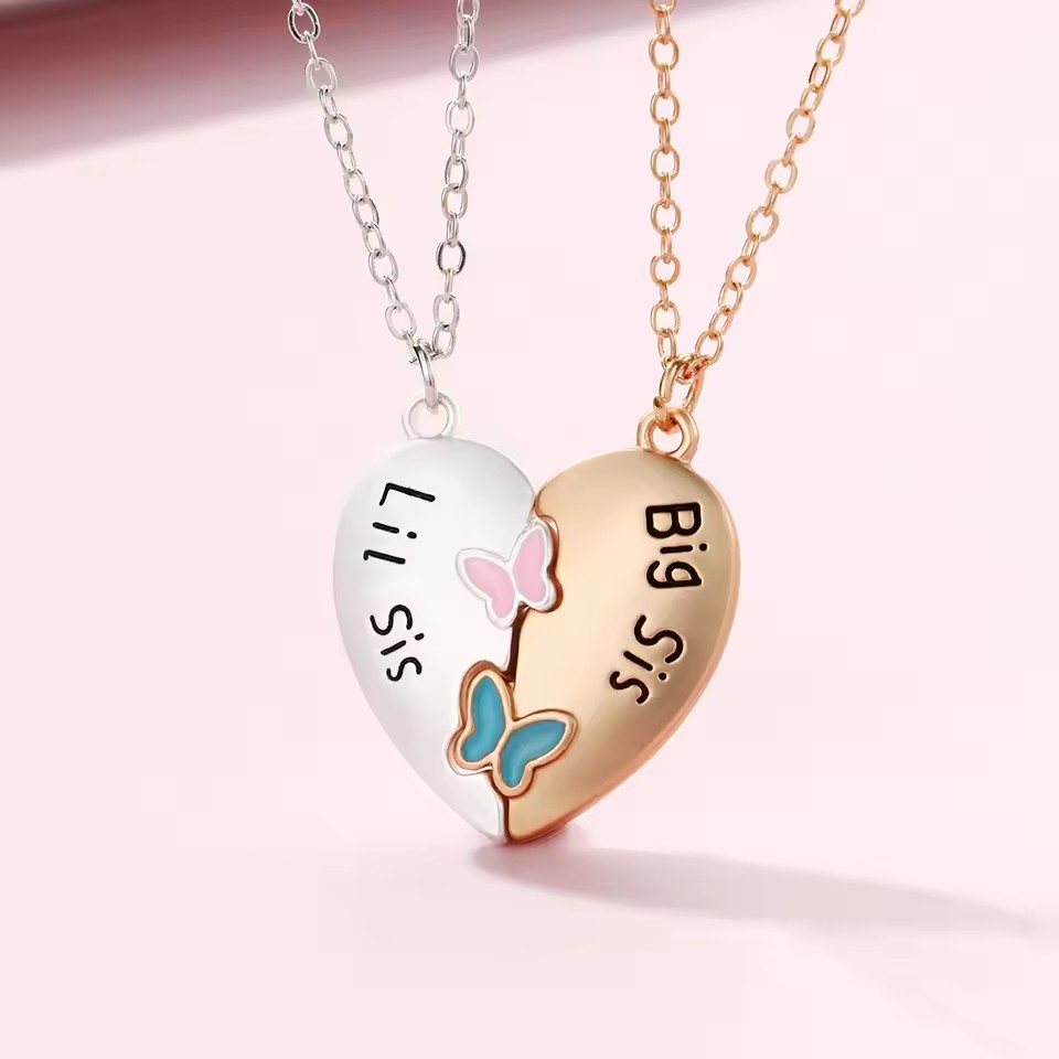 Colliers magnétiques en forme de cœur pour femmes et filles, pendentif Kawaii meilleurs amis sœurs, chaîne BFF, bijoux d'amitié, , 2/3 pièces