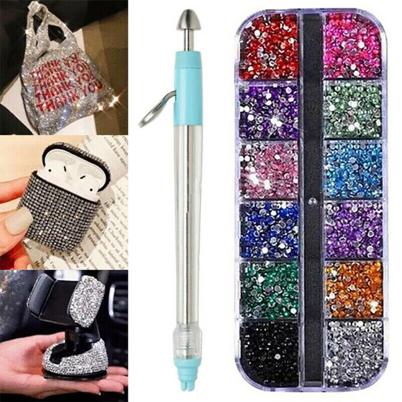 Ponto de unha multifuncional diamante caneta pintura diamante caneta ponto cruz bordado unha arte ponto broca caneta strass