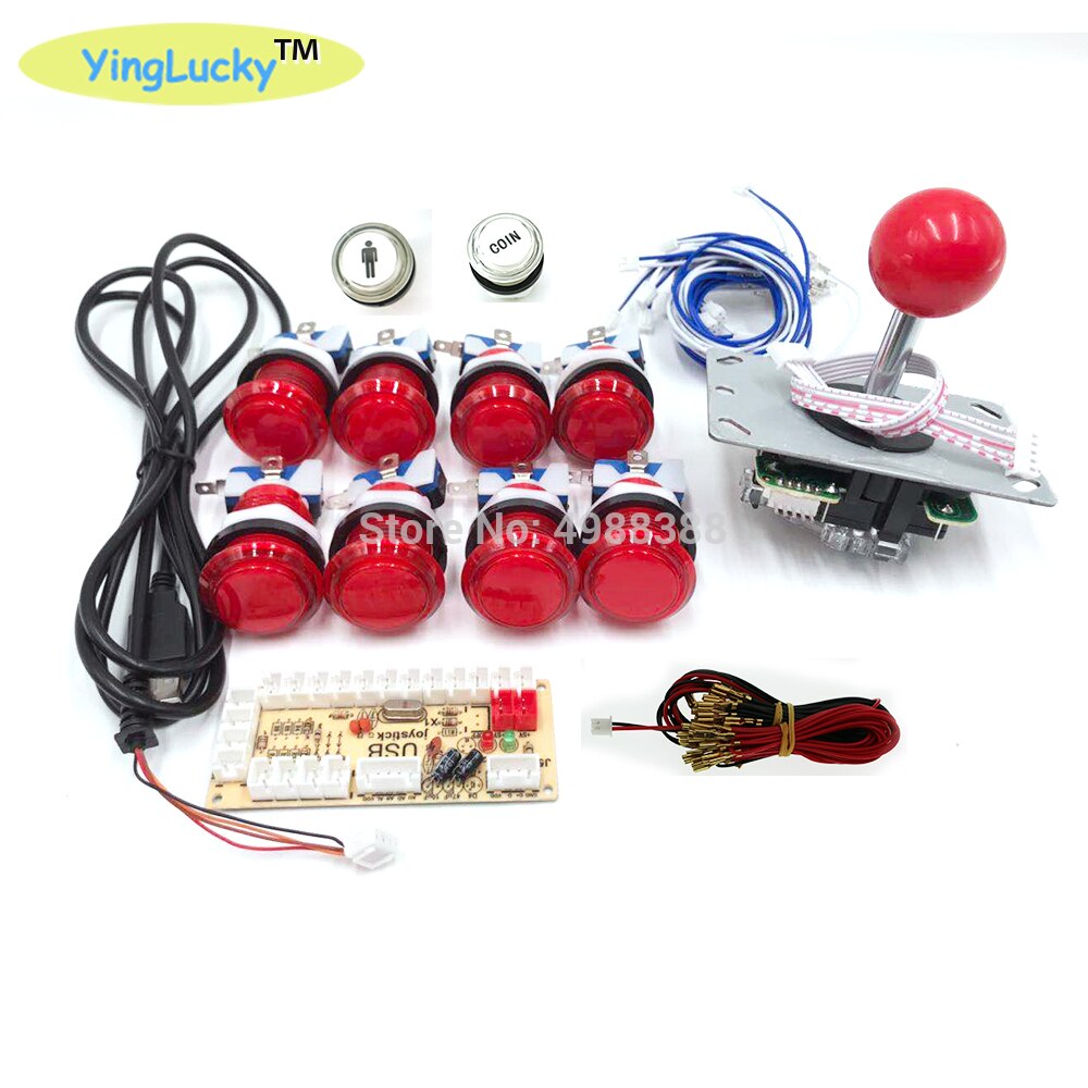 Joystick de atraso zero arcada kit diy led botão + joystick + usb codificador chicote de fios controlador usb para arcade mame jogo arcade: red