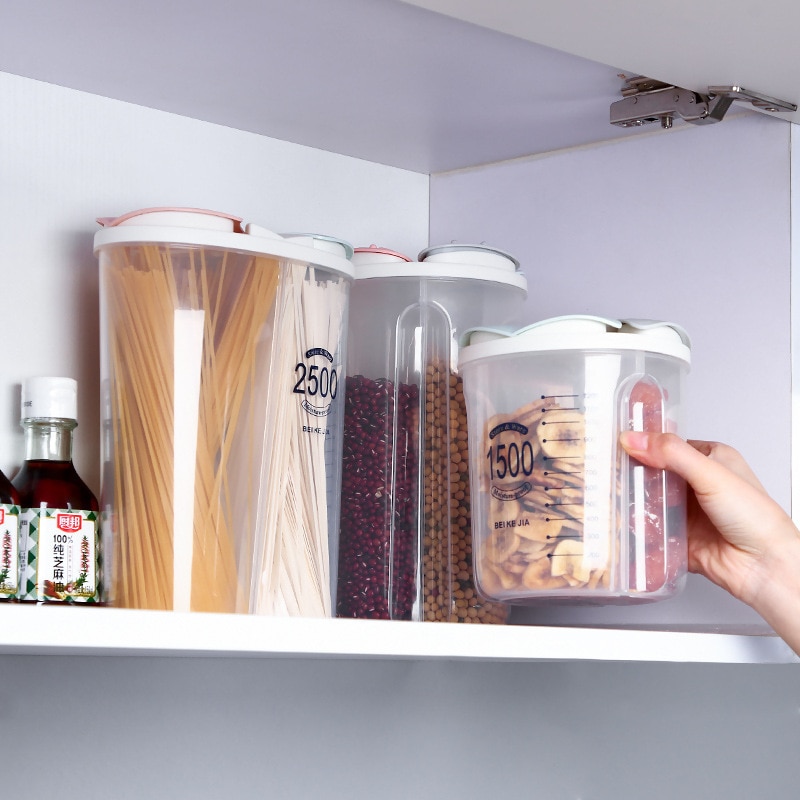 4Grids Plastic Keuken Granen Dispenser Opbergdoos Roterende Droog Voedsel Rijst Container Storage Case Meel Graan Opslag Fles Jar